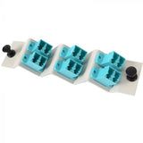 LC 6 Pack Plate Loaded with Aqua OM3 MM Adapters Ports Angled 45 Degrees - Off-White
