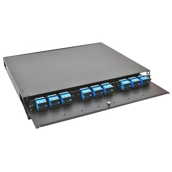 Rack Mount Enclosure 1RU Loaded with 3 Duplex SC/UPC Plates Pigtails ...