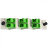 SC 6 Pack Plate Loaded with Green APC Adapters Ports Angled 45 Degrees - Off-White