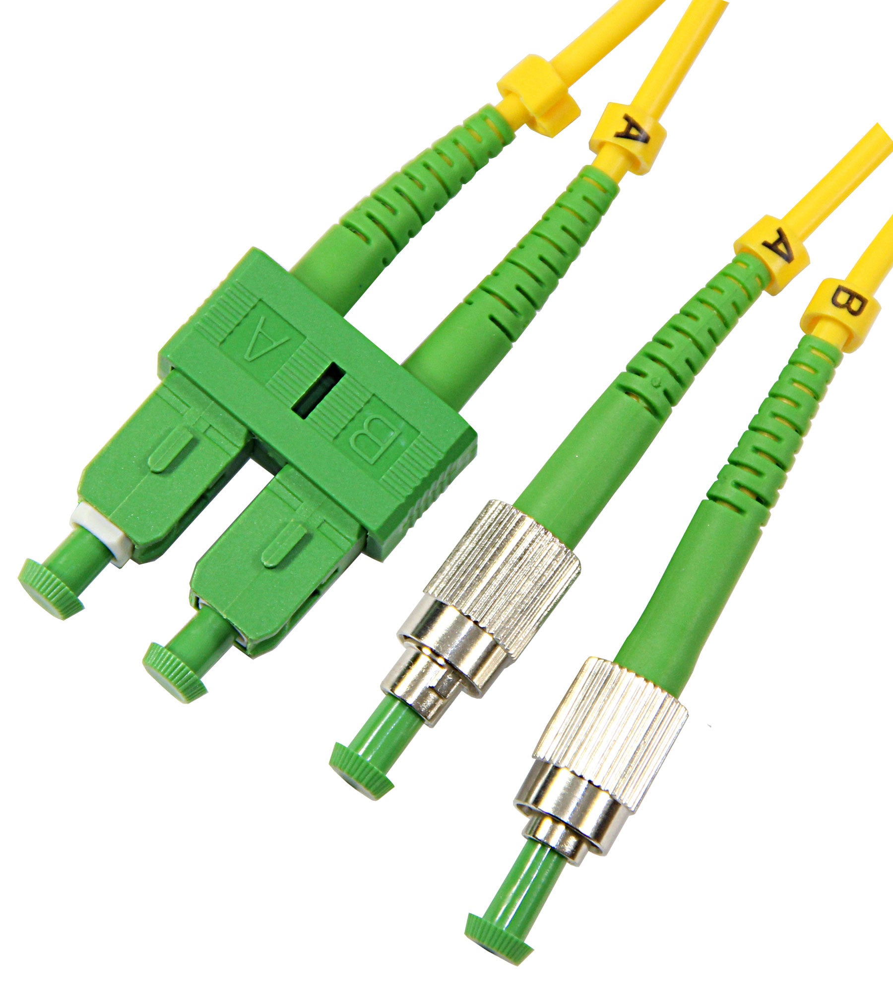 1m FC-SC Duplex 8.3/125µm single mode patch cord, APC polish