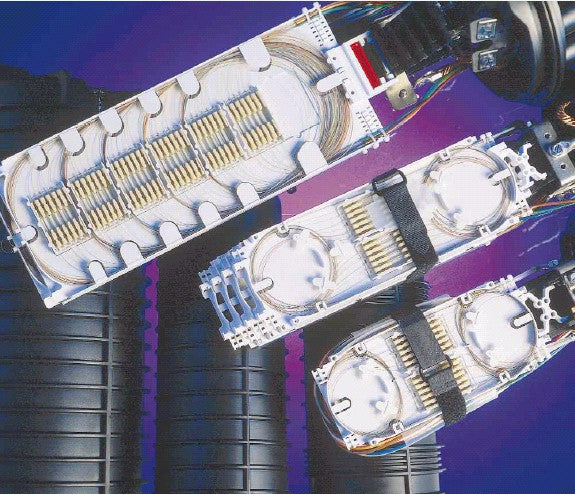 Tyco "B" Closure, 4 round ports, holds up to 96 splices (8" W x 25" L)
