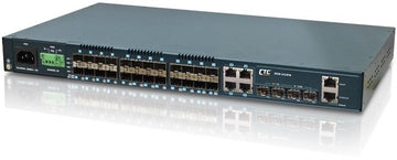 GSW-3424FM - Gigabit Ethernet 24 SFP ports with 4x 10G SFP+ uplink ports, Layer 2 managed switch, dual redundant AC and DC48 power, rack 19"