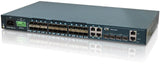 GSW-3424FM - Gigabit Ethernet 24 SFP ports with 4x 10G SFP+ uplink ports, Layer 2 managed switch, dual redundant AC and DC48 power, rack 19"