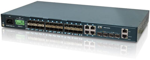 GSW-3424FM - Gigabit Ethernet 24 SFP ports with 4x 10G SFP+ uplink ports, Layer 2 managed switch, dual redundant AC and DC48 power, rack 19"