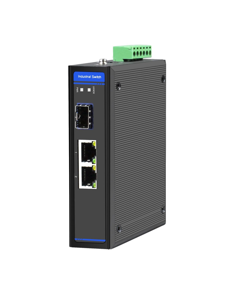 HC-102-SFP - 2x RJ45 +1x SFP ports Fast Ethernet Industrial fiber switch, DIN rail mount, -40 to +75 Celsius