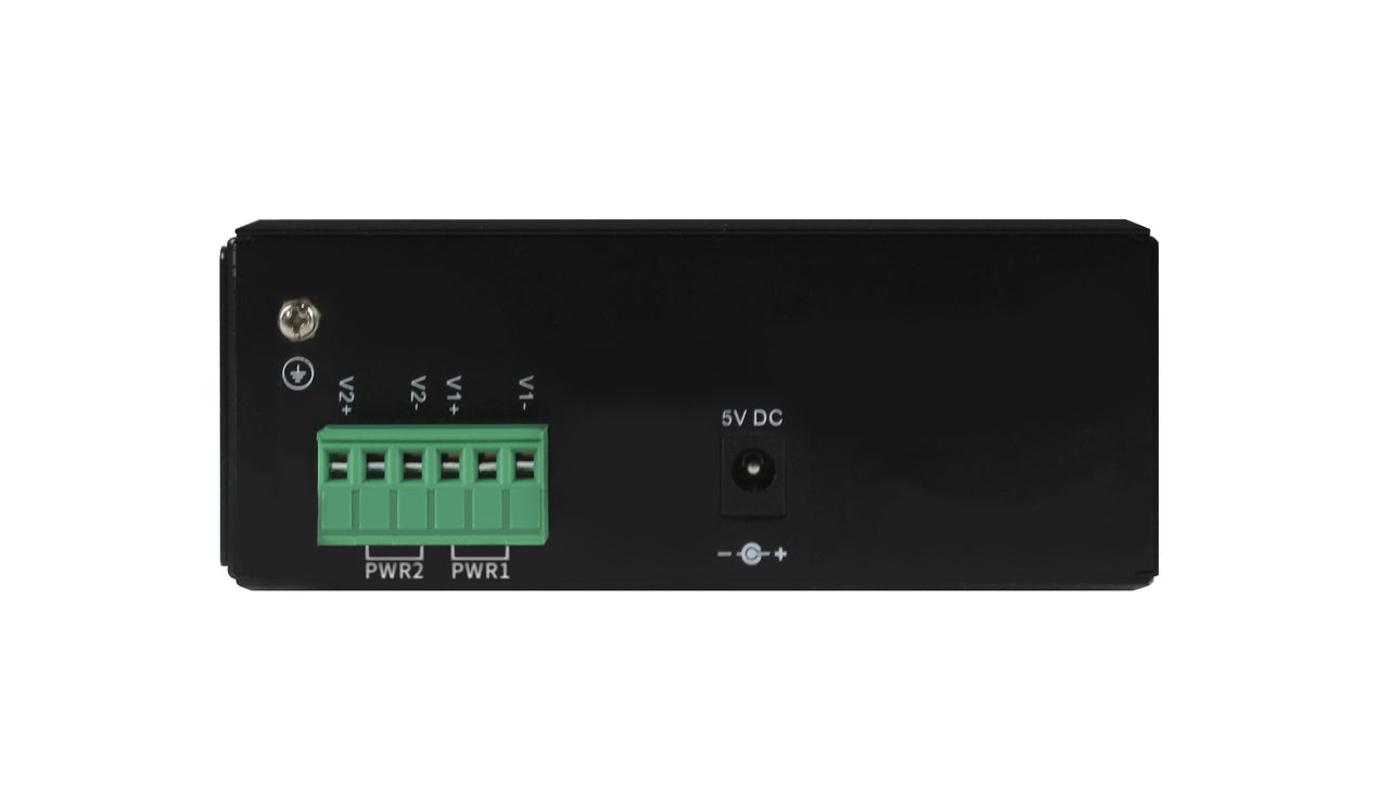 HGW-500 - 5x RJ45 ports Gigabit Ethernet Industrial fiber switch, DIN rail mount, -40 to +75 Celsius