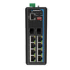 HGW-802SM-BT - 8x RJ45 + 2x SFP ports Gigabit Ethernet Managed PoE++ (802.3bt) Industrial fiber switch 480W total power, DIN rail mount, -40 to +75 Celsius