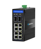 HSW-802GS - 8x RJ45 +2x Gigabit SFP ports Fast Ethernet Industrial fiber switch, DIN rail mount, -40 to +75 Celsius