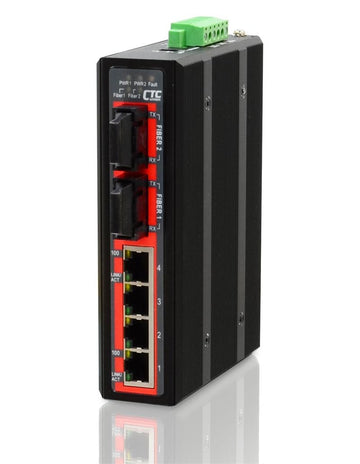 IFS-402F-SC002 - 4+2 port Fast Ethernet Industrial multimode fiber switch, DIN rail mount