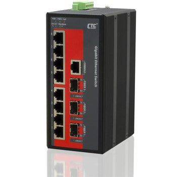 IGS-803SM - 8 copper + 3 SFP port SNMP/web-managed Gigabit Ethernet Industrial switch, DIN rail mount