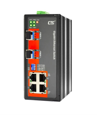 IGS-402S - 4 copper + 2 SFP port Gigabit Ethernet Industrial switch, DIN rail mount