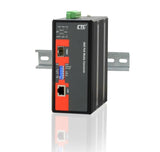 IMC-1000S-PHE12 - Gigabit Ethernet to SFP slot industrial fiber media converter with PoE 30W output, -20-75 Celsius