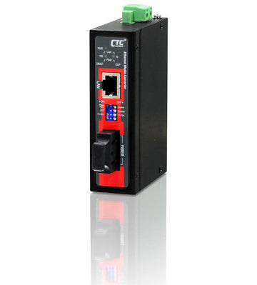 IMC-100C-SC030 compact Fast Ethernet singlemode fiber industrial media converter 30Km, DIN rail