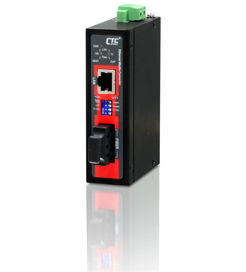 IMC-100C-SC030 compact Fast Ethernet singlemode fiber industrial media converter 30Km, DIN rail