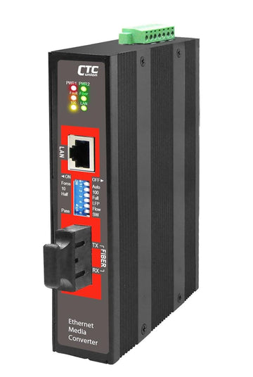 IMC-100-PD-SC030 - Fast Ethernet singlemode fiber industrial media converter PoE powered , -10-60 Celsius