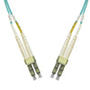 LCP-LCP-MD5A-1M - LC/PC to LC/PC, multimode OM3 aqua 50/125 duplex fiber optic patch cord cable 1m