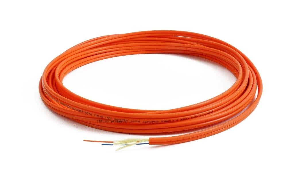 TLC 1.6mm 50/125µm ClearCurve OM2 Multimode Duplex Cable - Orange Color - Plenum Rated (per meter)