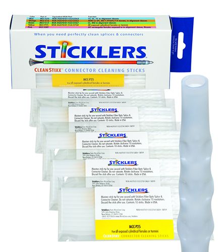 Sticklers MCC-P25 Pin Termini CleanStixx Optic Swabs, YELLOW, 50/Box