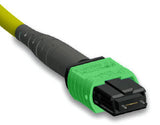 MTP 12 Fiber Single Mode Connector, Male with Pins, Round Cable, Green Housing