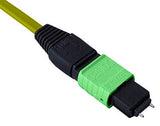 MTP 12 Fiber Single Mode Connector, Male with Pins, Ribbon Cable, Green Housing