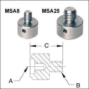 TH-MSA8 - Mini-Series Adapter with External 8-32 Threads and Internal 4-40 Threads