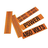 Black/orange, vinyl adhesive Fiber Optic voltage marker, 2.25" X 9"
