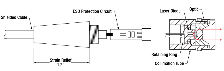 TH-LTN330-A - Adjustable Collimation Tube with Optic for Ø5.6 and Ø9 mm Laser Diodes, f = 3.1 mm, NA = 0.68, AR Coated: 350 - 700 nm