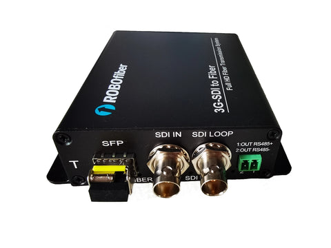 RB-3GSDI-01M-T 3G SDI over MM fiber transmitter single strand, 500m reach, with RS485 channel transport, SMPTE 424M, Industrial hardened