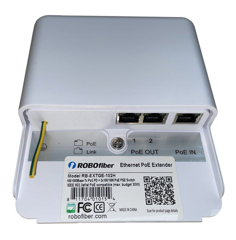 RB-EXTGE-102H Gigabit Ethernet Outdoor grade PoE 100m reach extender, cascadable, IP52 rated