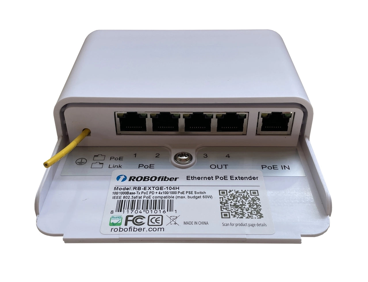 RB-EXTGE-104H Gigabit Ethernet Outdoor grade PoE 100m reach extender, cascadable, IP52 rated, 5 port switch