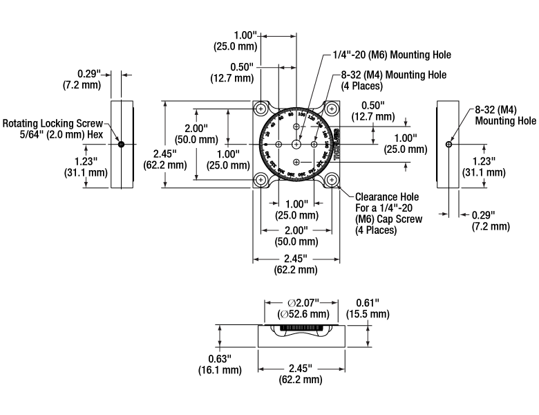 TH-RP01-M - Ø2" Manual Rotation Stage, Metric