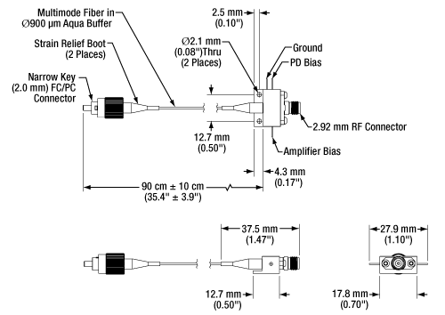 TH-RX10DF - Multimode Photoreceiver Module, 700 - 870 nm, 40 kHz - 10 GHz, FC/PC
