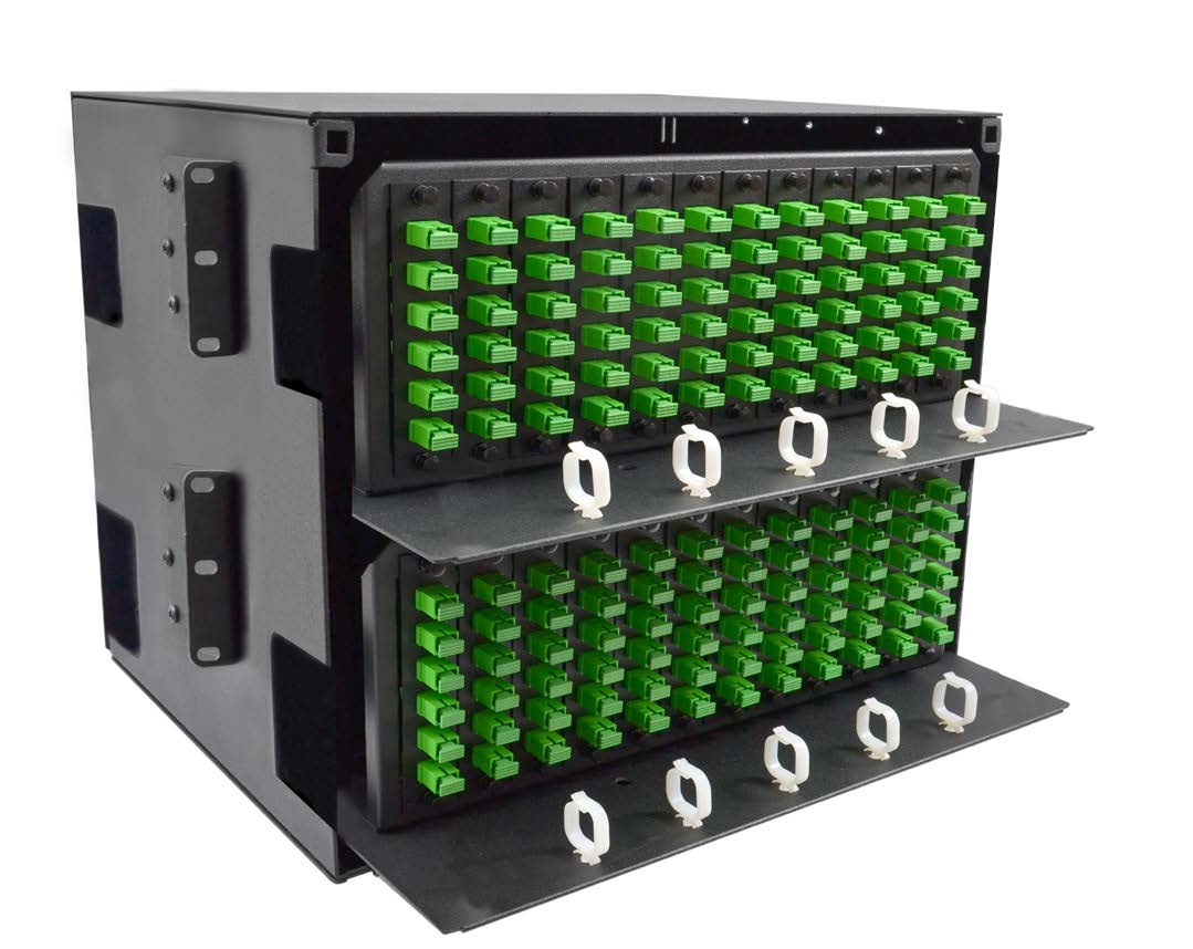 8RU Rack Mount Patch Housing - Dual Sliding Trays - Holds 24 Adapter P ...