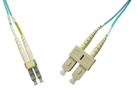 SCP-LCP-MD5A-1M - SC/PC to LC/PC multimode OM3 aqua 50/125 duplex fiber optic patch cord cable