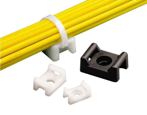 Cable Tie Mount, .43" (10.9mm)W, #8 Screw (M4), Weather Resistant Nylon, 100/pk
