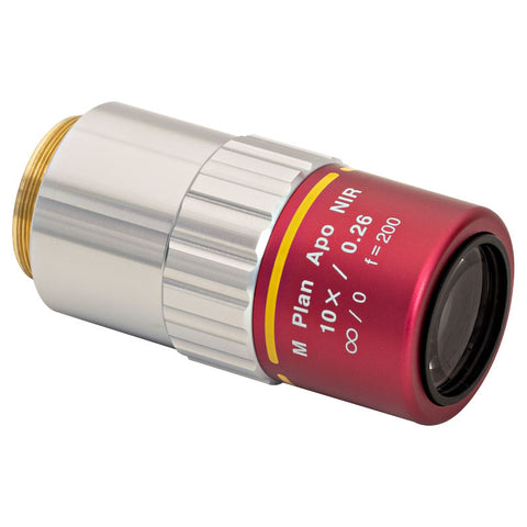 TH-MY10X-823 - 10X Mitutoyo Plan Apochromat Objective, 480 - 1800 nm, 0.26 NA, 30.5 mm WD