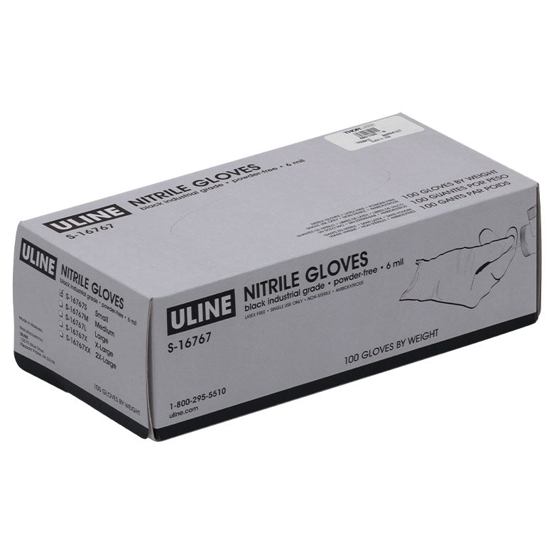 TH-MC10B-S - Small Powder-Free Nitrile Gloves, Qty. 100 Gloves, Black
