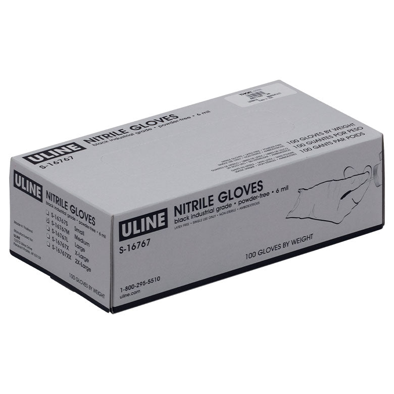 TH-MC10B-M - Medium Powder-Free Nitrile Gloves, Qty. 100 Gloves, Black