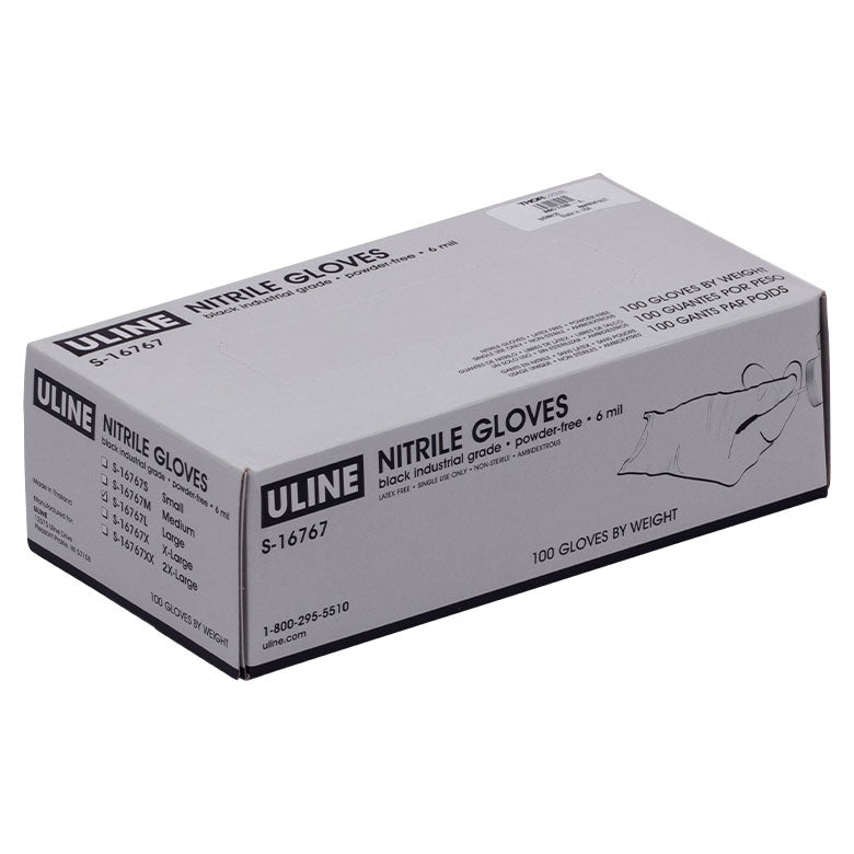 TH-MC10B-L - Large Powder-Free Nitrile Gloves, Qty. 100 Gloves, Black