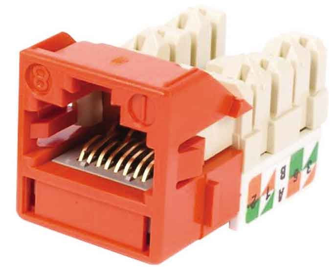 1-Port Mod Jack 8W8P 110 T568A/B CAT6 IP5, Orange