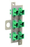 WIC Connector panel with 6 simplex SC/APC single mode adapters installed