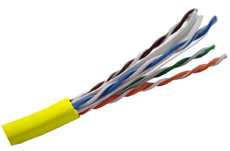 Hitachi CAT6 UTP Riser Rated Bulk Cable (CMR) - 4 Pair, 1000 Feet, Yellow Color