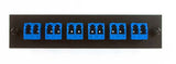 Adapter Plate 6-Pack LC Duplex Singlemode Square Adapters Blue Adapters Loaded (12 Fibers) Black