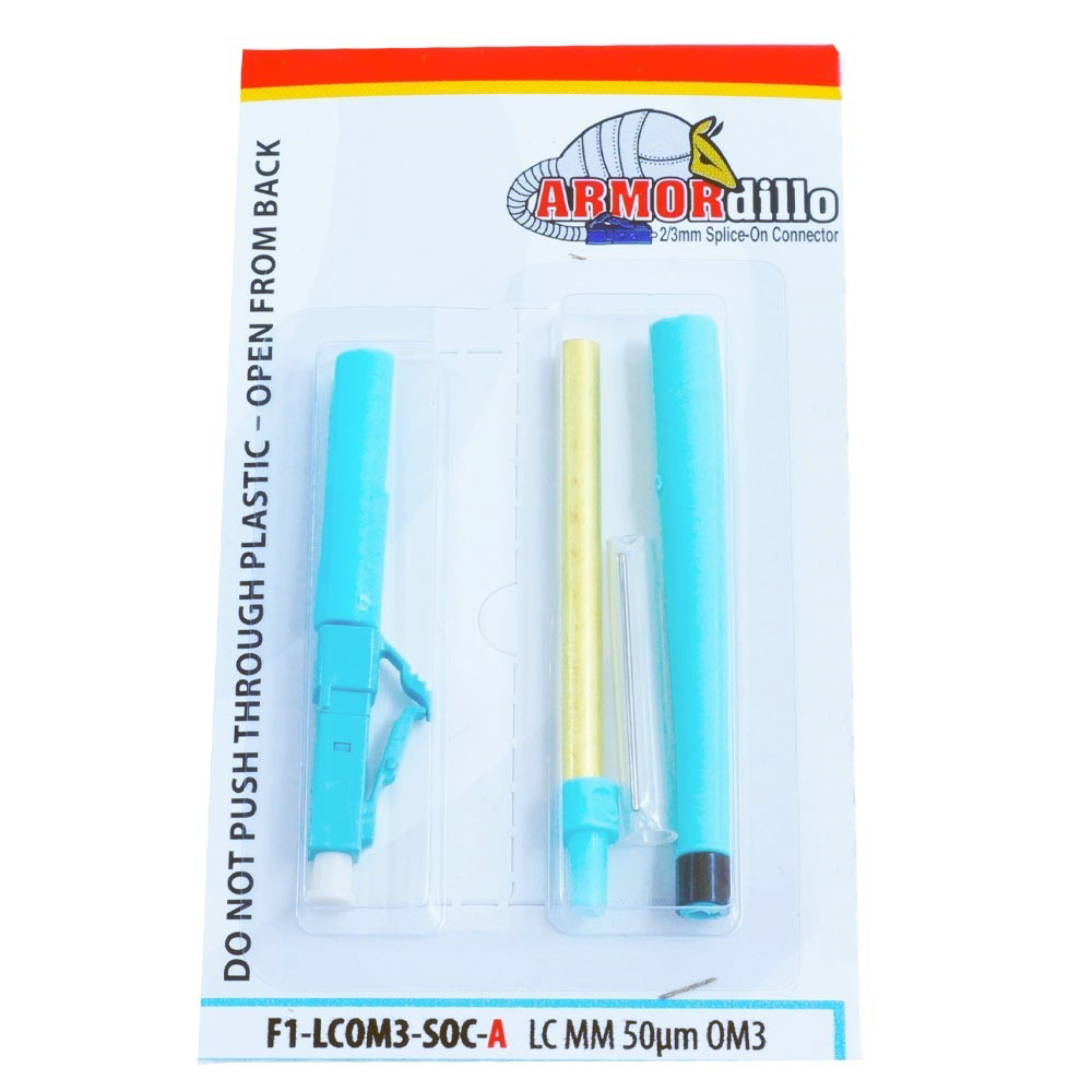Armordillo LC Multimode 50μm OM3 Splice-On Connector (SOC) 2mm Boot Aqua - Blister Pk of 10