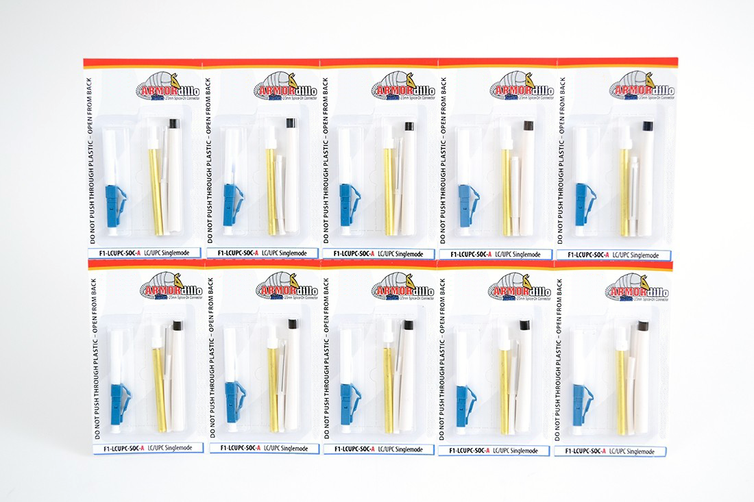 Armordillo LC/UPC Single Mode Splice-On Connector (SOC) 2mm Boot White - Blister Pk of 10