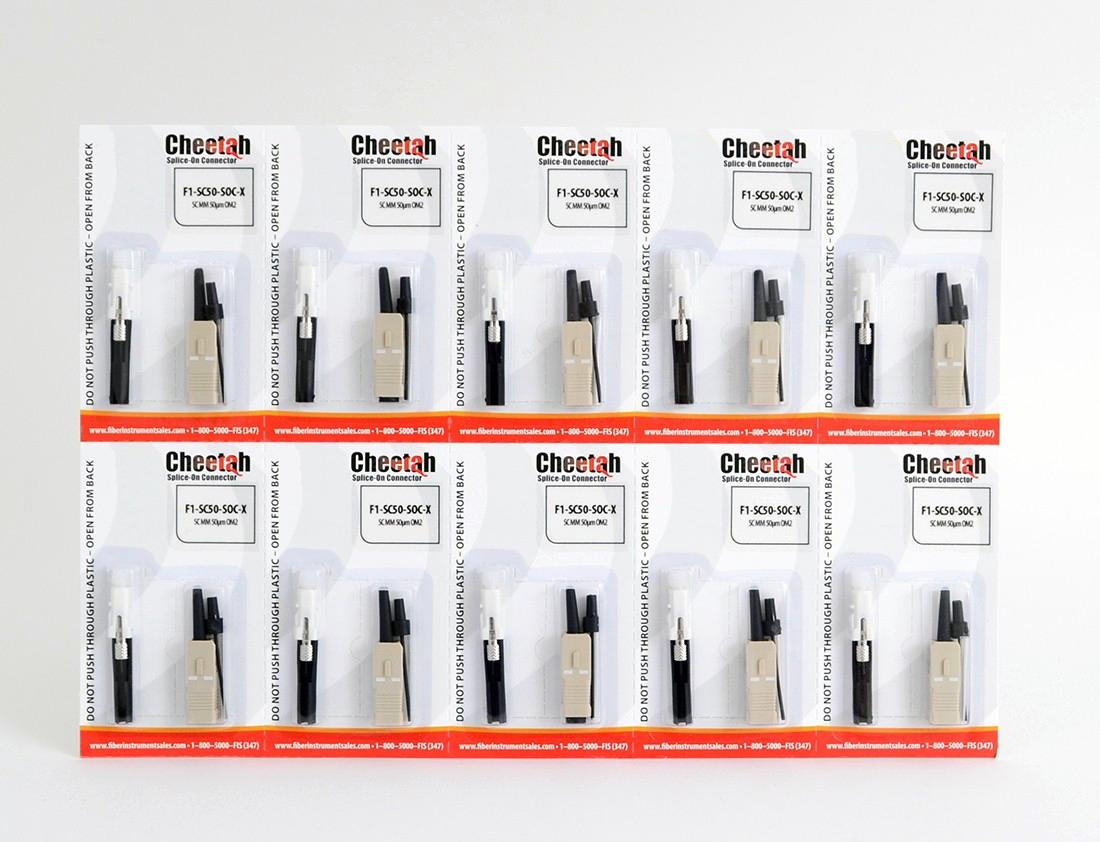 Cheetah SC Multimode 50μm OM2 Splice-On Connector 900μm Black - Blister Pk of 100