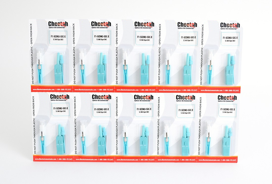 Cheetah SC Multimode 50μm OM3 Splice-On Connector 900μm Aqua- Blister Pk of 10