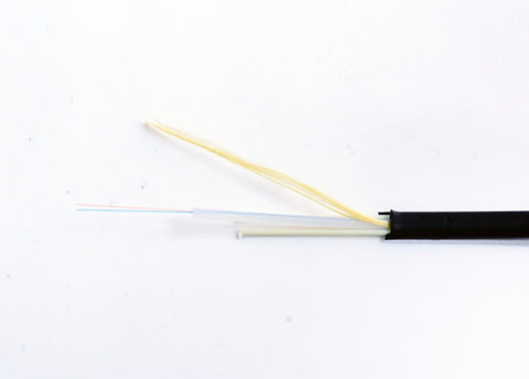 2 Fiber SM SMF28 Ultra Gel Filled Flat Drop Cable, Polyethylene Black Jacket (per meter)