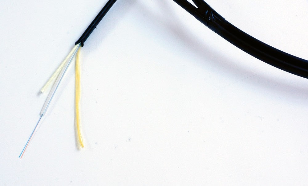 2 Fiber SM SMF28 Ultra Gel Filled Flat Drop Cable, Polyethylene Black Jacket (per meter)