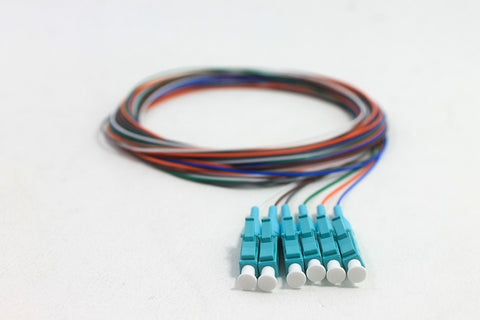 50/125/900µm OM3 Laser Optimized 10G LC/PC Color Coded Pigtails, 3 Meters (6 pcs/pack)